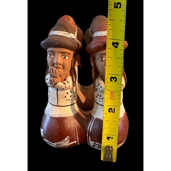 Peruvian Folk Art Whistle/Flute Women Circle Terracotta Clay Pottery Peru - Picture 8 of 10